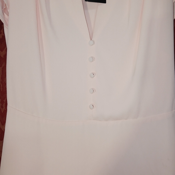 LAUREN RALPH LAUREN Light Pink Short Sleeve Button Up V-Neck Dress CAREER Sz 4 - Picture 3 of 12
